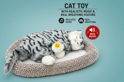 Breathing Big Cute Cat Stuffed Toy with light and sound Remote Control 3-4 modes