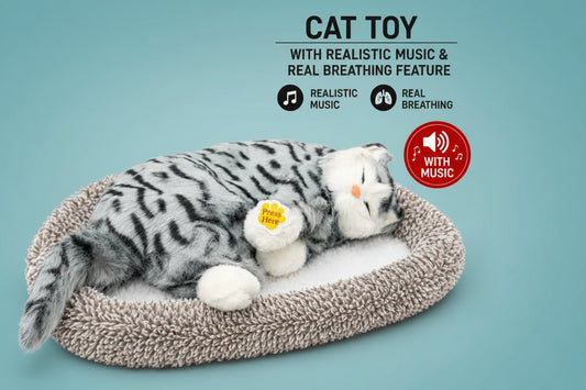 Breathing Big Cute Cat Stuffed Toy with light and sound Remote Control 3-4 modes