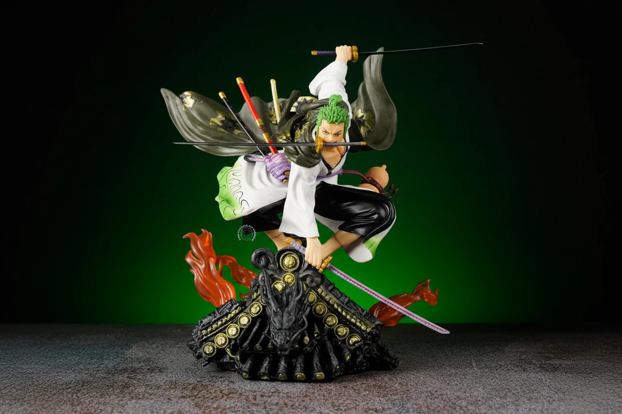One Piece Roronoa Zoro On Roof Combat Mode Anime Action Figure 34 cm