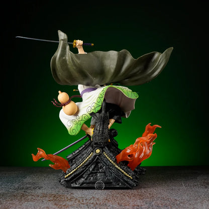 One Piece Roronoa Zoro On Roof Combat Mode Anime Action Figure 34 cm
