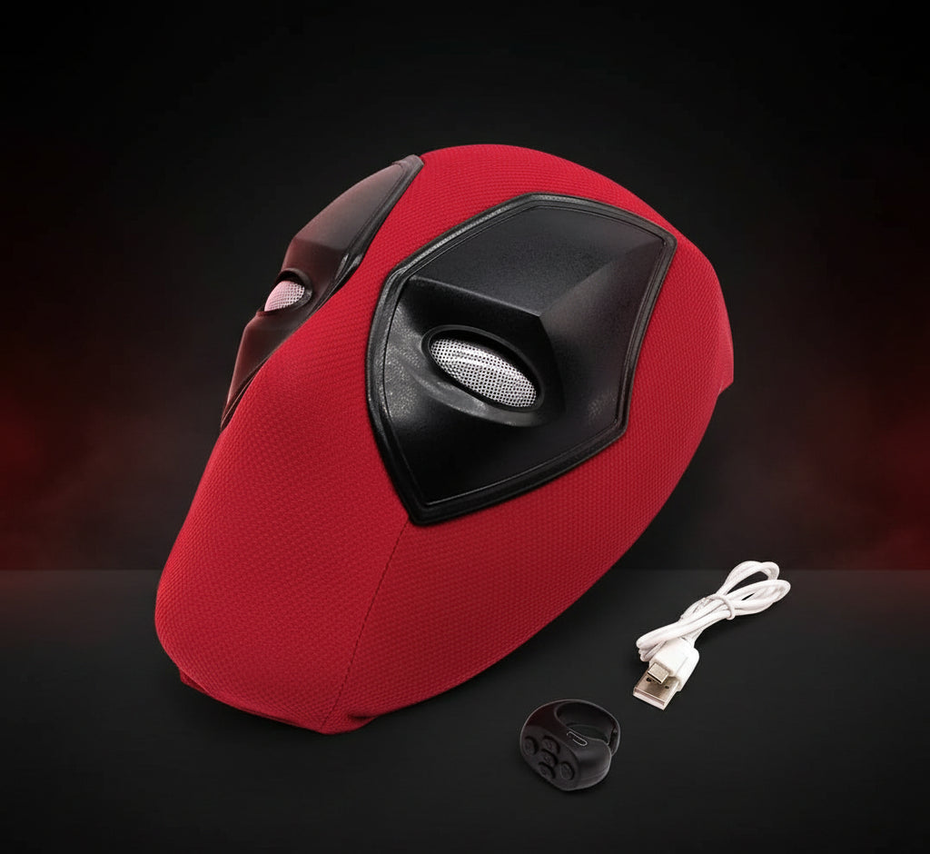 Deadpool 3 Mask Ring Control Light Up Movable Eyes - Wearable Cosplay Collectible Mask