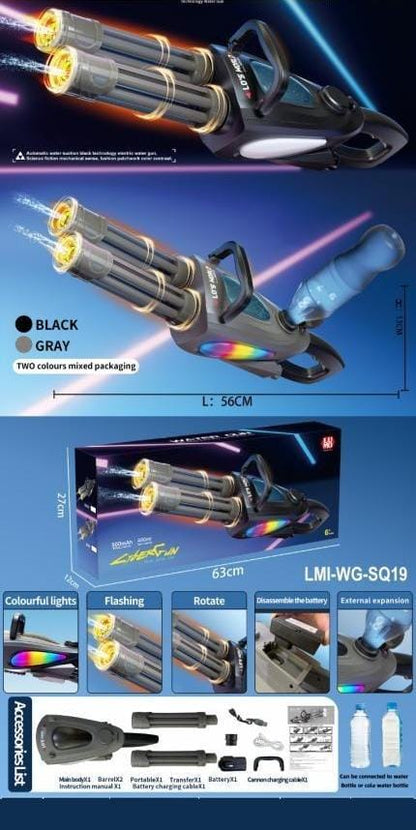 Gatling Electric Water Gun High-Pressure Automatic Rechargeable Long Range Outdoor Water Blaster Toy