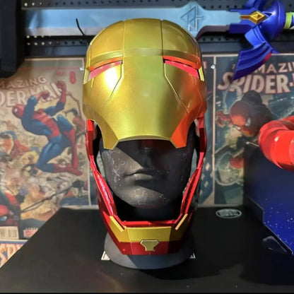 Iron Man Helmet MK 5 / Mark V Jarvis Luminous Manual Opening and Closing Wearable Cool  Cosplay Mask