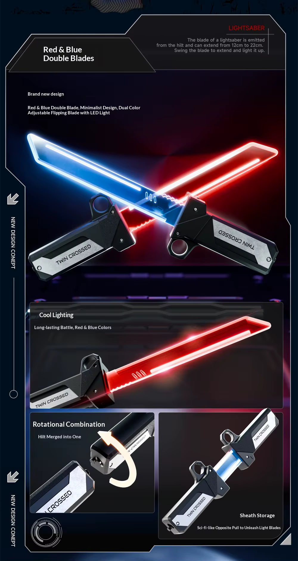 Double-Edged Lightsaber with Telescopic Strap Swords Set Double-Knife Pair - Pre Orders Only