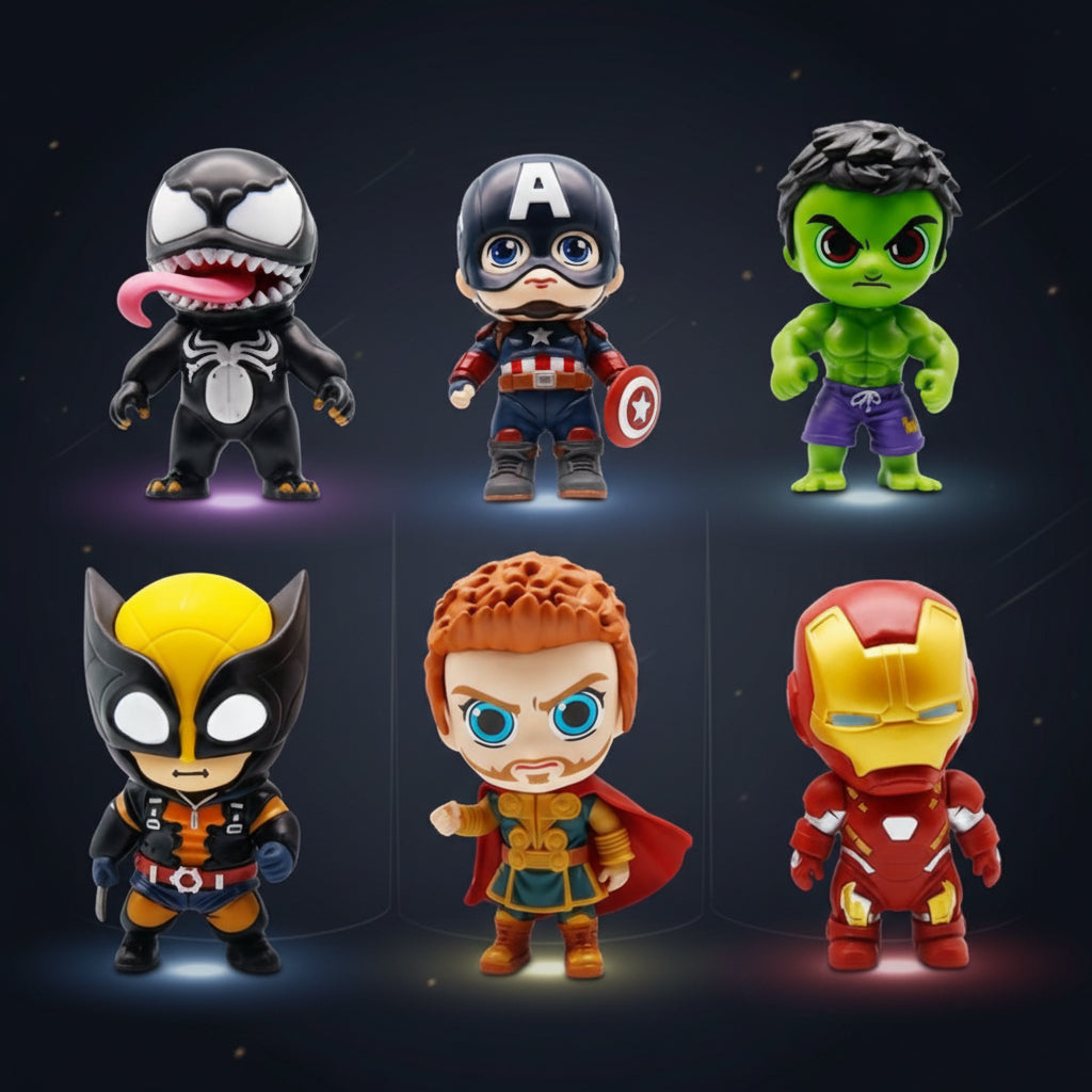 Cool Anime Marvel Miniature Action Figures Set of 6 Characters