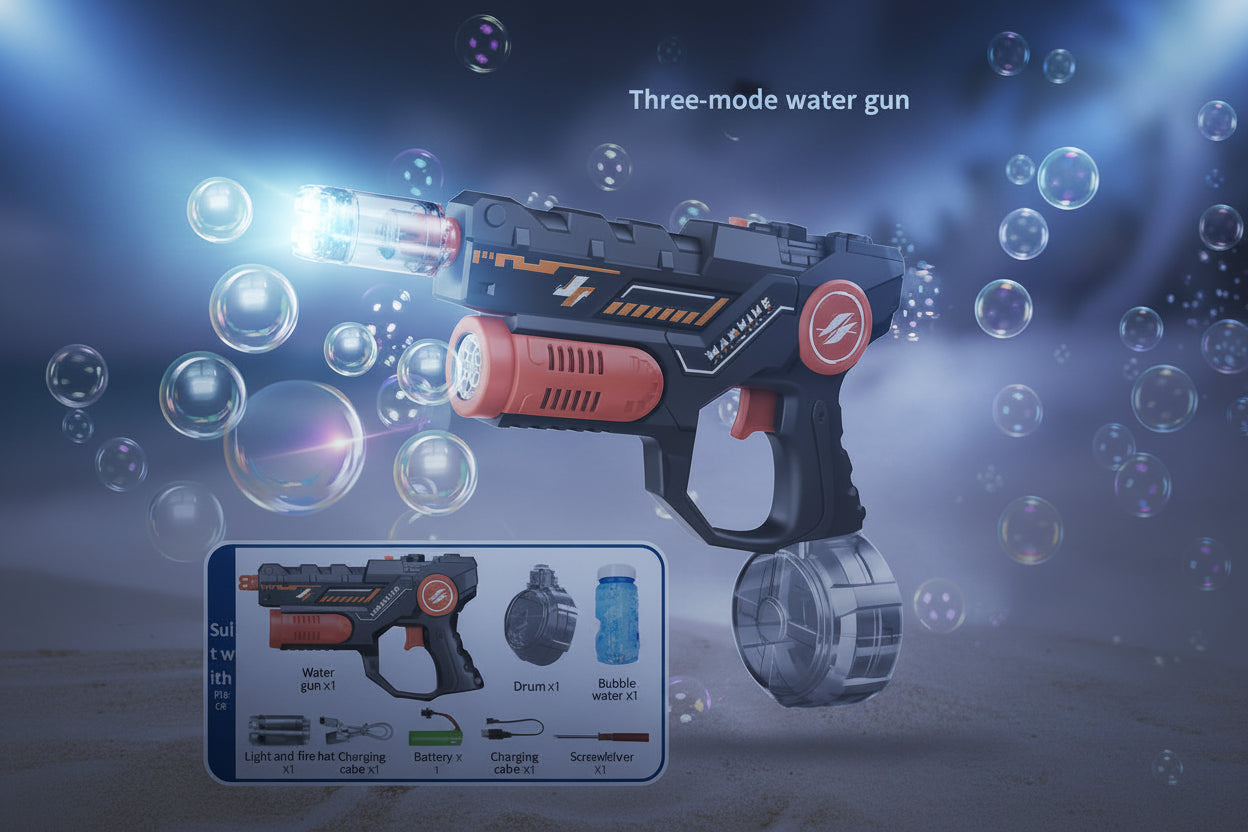 Dual-function Electric Continuous-fire Bubble Blowing Water Gun Long-range Spraying Bubble Blowing Water Gun