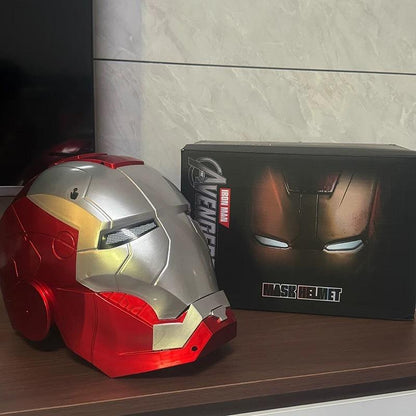 Iron Man Helmet MK 5 / Mark V Jarvis Luminous Manual Opening and Closing Wearable Cool  Cosplay Mask