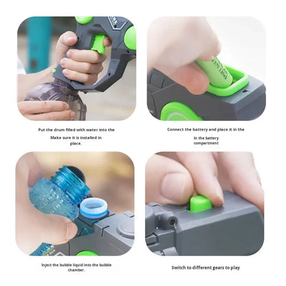 Dual-function Electric Continuous-fire Bubble Blowing Water Gun Long-range Spraying Bubble Blowing Water Gun