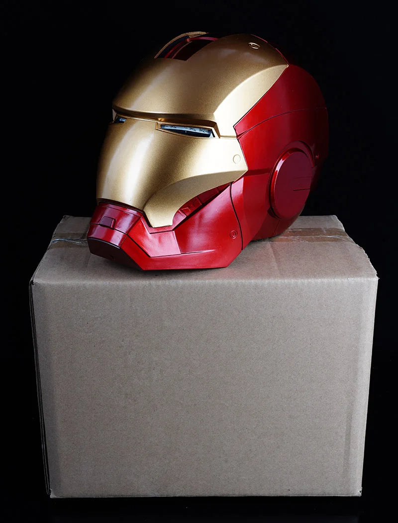 Iron Man Helmet MK 5 / Mark V Jarvis Luminous Manual Opening and Closing Wearable Cool  Cosplay Mask