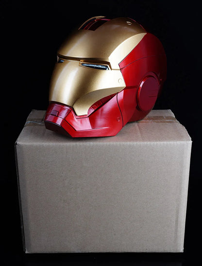 Iron Man Helmet MK 5 / Mark V Jarvis Luminous Manual Opening and Closing Wearable Cool  Cosplay Mask
