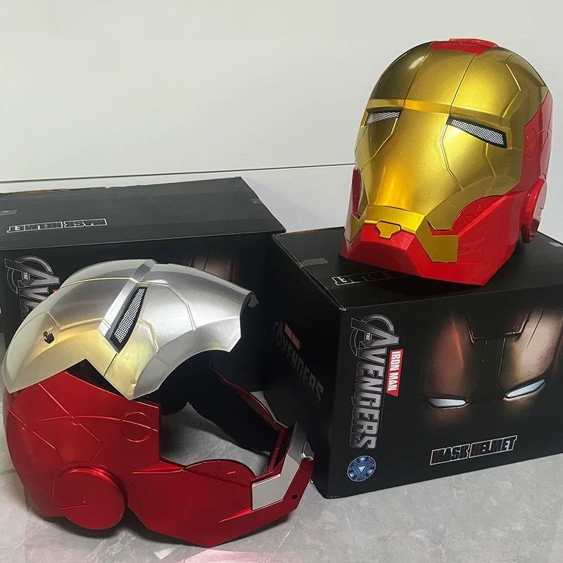 Iron Man Helmet MK 5 / Mark V Jarvis Luminous Manual Opening and Closing Wearable Cool  Cosplay Mask