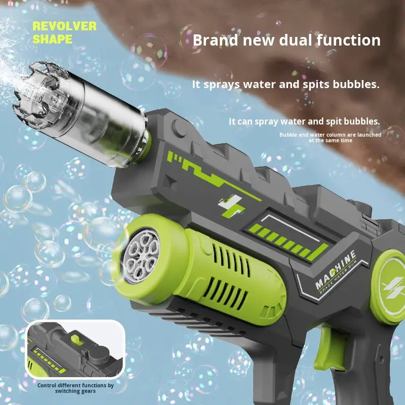 Dual-function Electric Continuous-fire Bubble Blowing Water Gun Long-range Spraying Bubble Blowing Water Gun