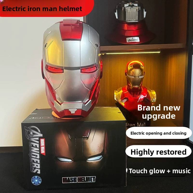 Iron Man Helmet MK 5 / Mark V Jarvis Luminous Manual Opening and Closing Wearable Cool  Cosplay Mask