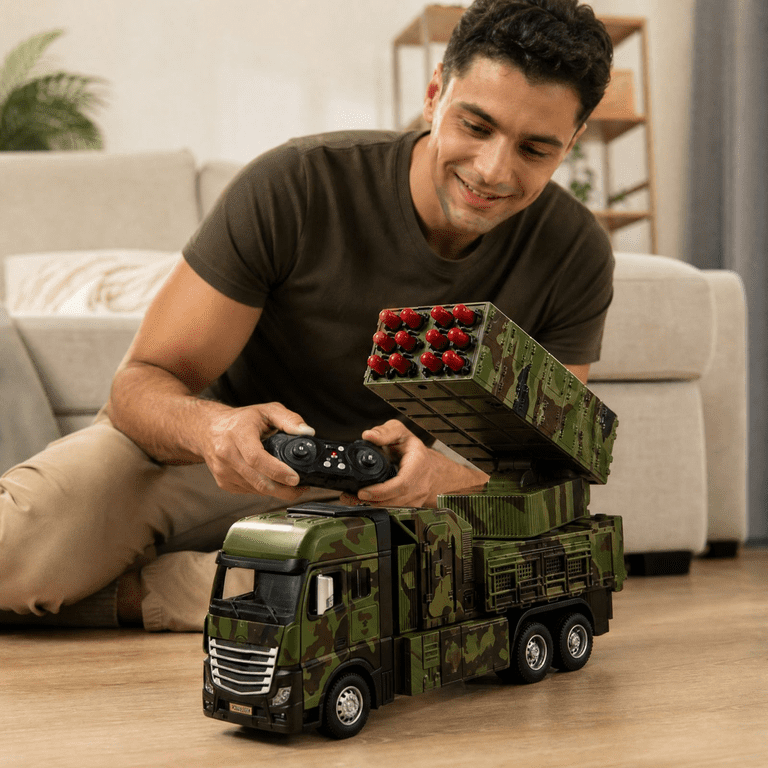 Military RC Missile Launcher Truck for Kids | Rechargeable Army Toy Car
