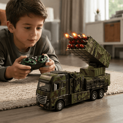 Military RC Missile Launcher Truck for Kids | Rechargeable Army Toy Car