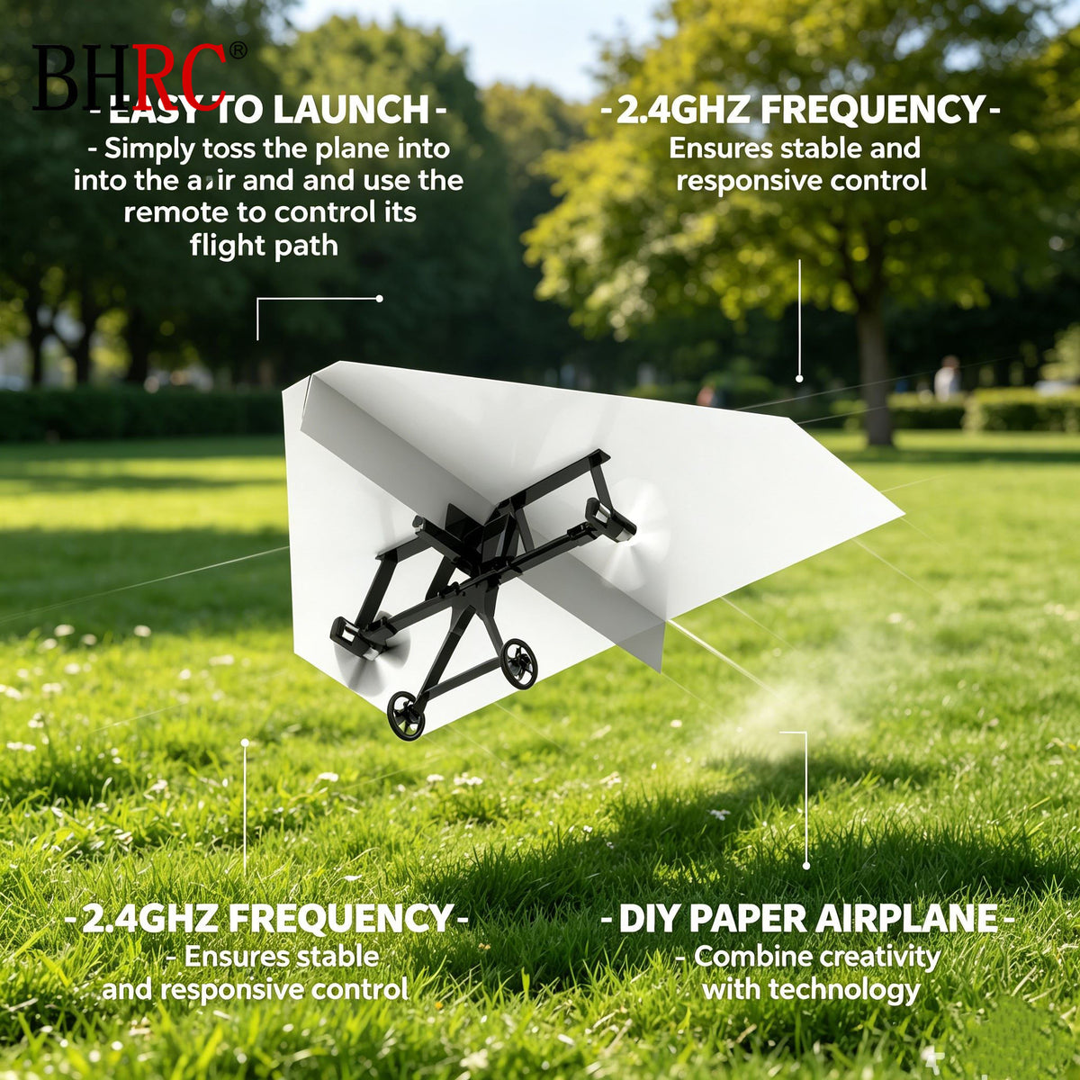DIY RC Paper Airplane Kit – 2.4GHz Remote Control Flying Plane with Dual Propellers | Rechargeable Electric Glider, STEM Educational Outdoor Flying Toy for Kids & Adults