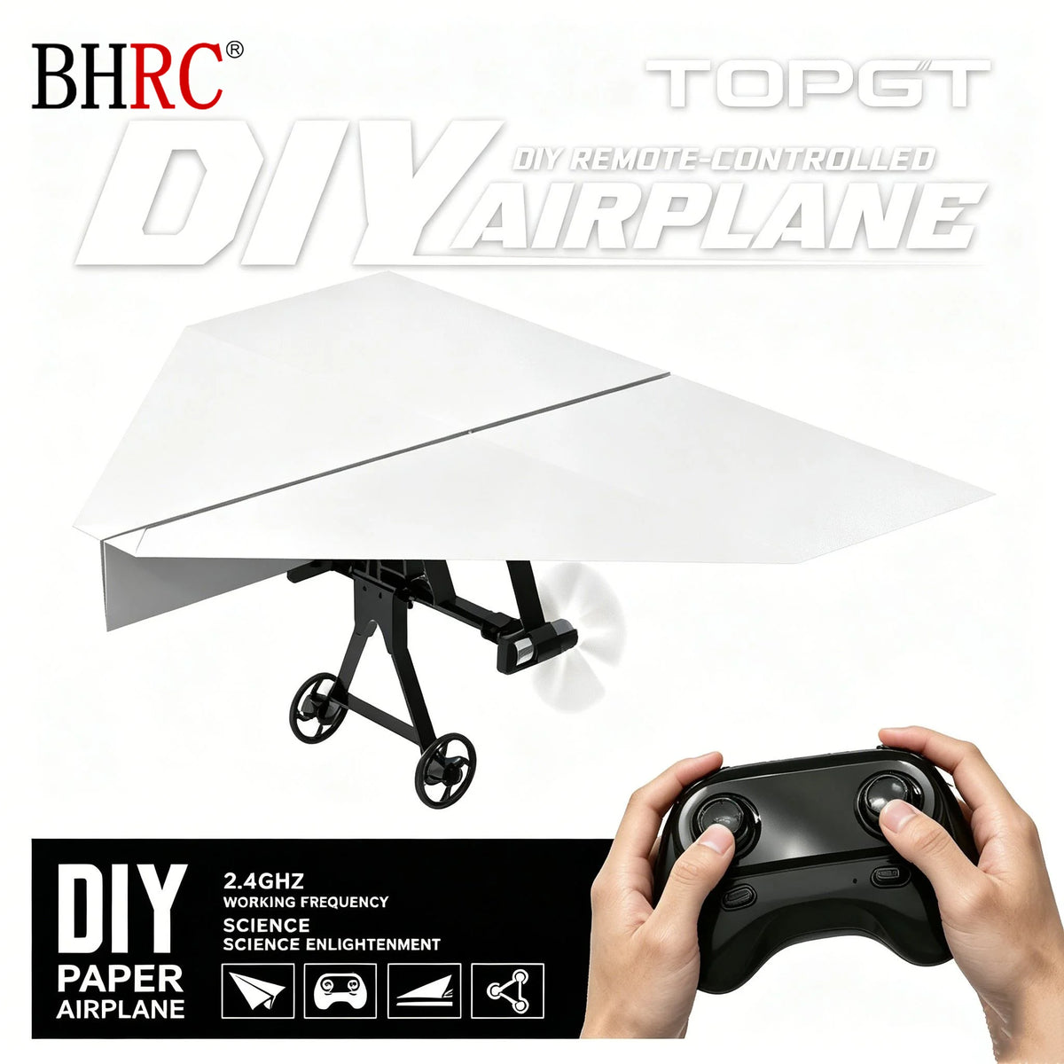DIY RC Paper Airplane Kit – 2.4GHz Remote Control Flying Plane with Dual Propellers | Rechargeable Electric Glider, STEM Educational Outdoor Flying Toy for Kids & Adults