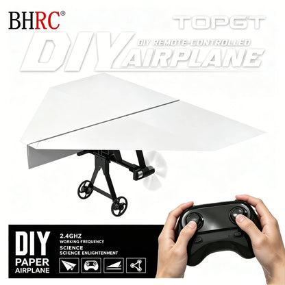 DIY RC Paper Airplane Kit – 2.4GHz Remote Control Flying Plane with Dual Propellers | Rechargeable Electric Glider, STEM Educational Outdoor Flying Toy for Kids & Adults