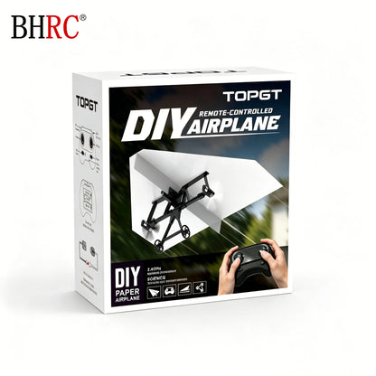 DIY RC Paper Airplane Kit – 2.4GHz Remote Control Flying Plane with Dual Propellers | Rechargeable Electric Glider, STEM Educational Outdoor Flying Toy for Kids & Adults