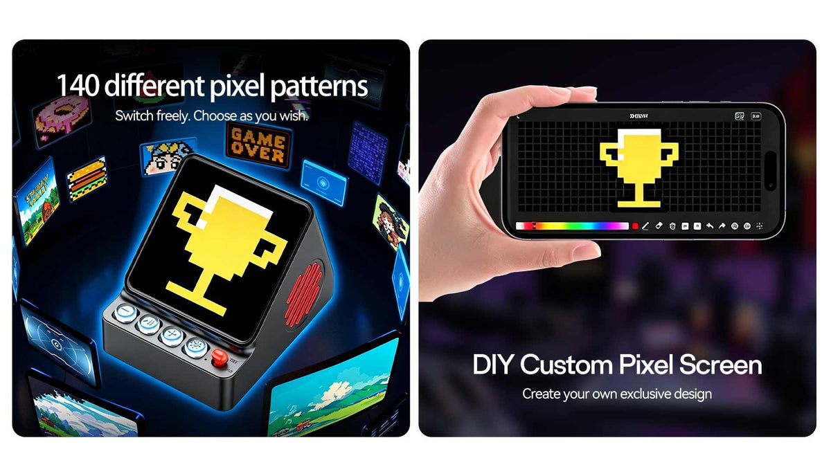 DIY Micro Pixel Art Clock Bluetooth Speaker with LED Display