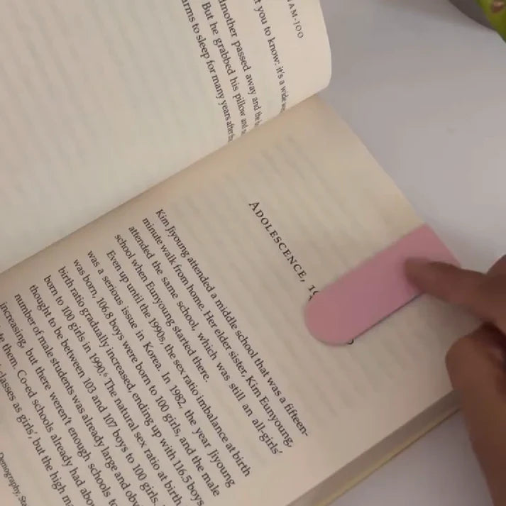 Minimal Magnetic Bookmark for Books, Solid Colours, Set of 6 (Design 2)