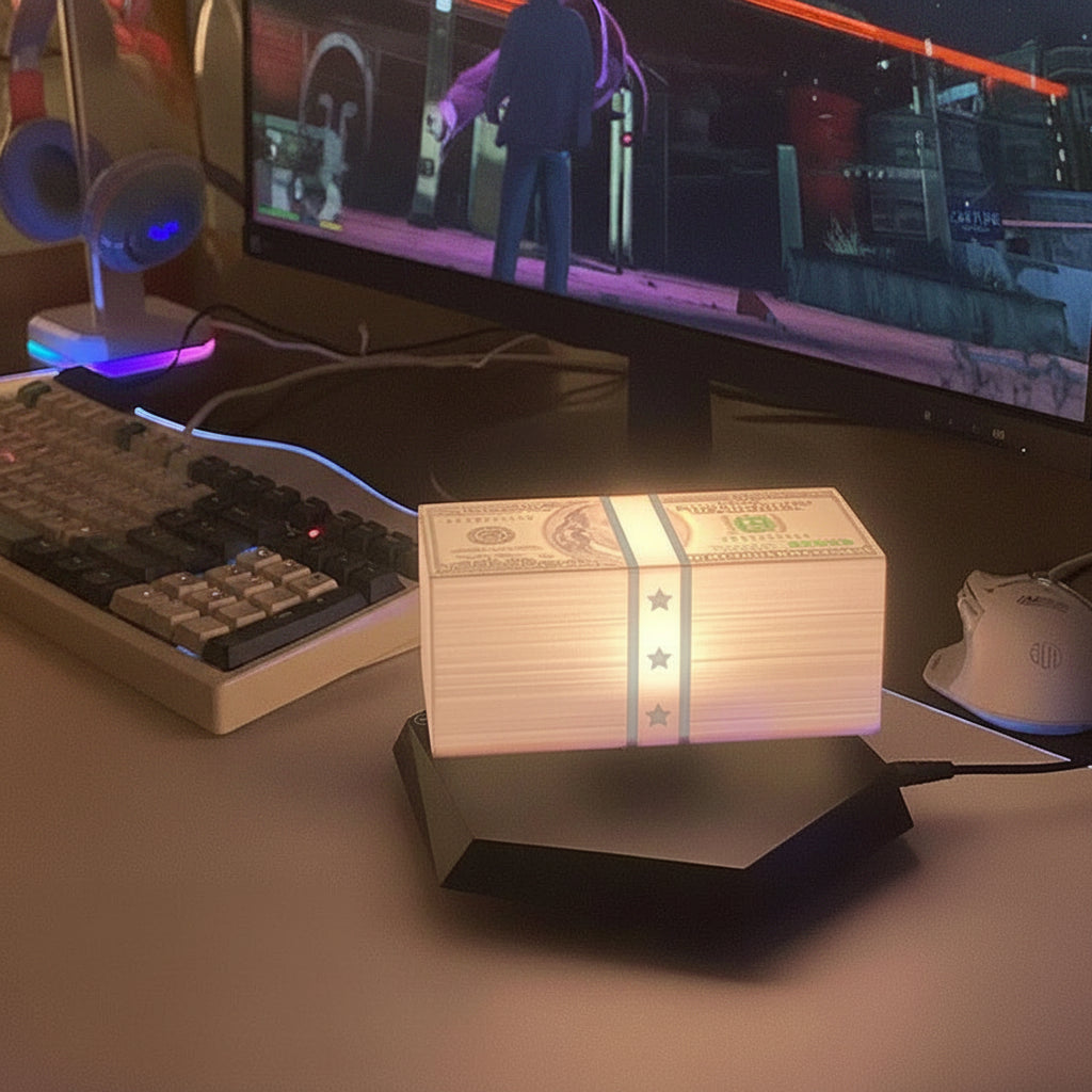 360° Levitating Money Floating GTA Cash Lamp - Levitating Money Stack LED Night Light for Gamers (Limited Edition) Pre-Order Only/-