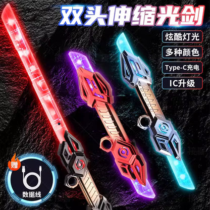 Double Blade Light Saber Glowing Sword Retractable Luminous Laser Sword