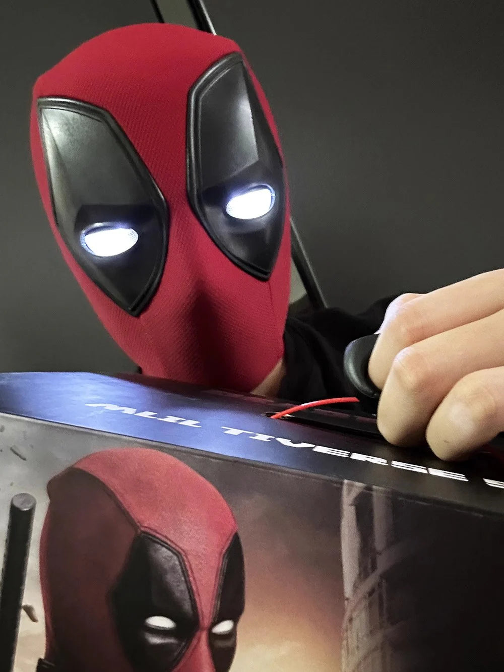 Deadpool 3 Mask Ring Control Light Up Movable Eyes - Wearable Cosplay Collectible Mask