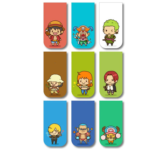 One Piece Chibi Anime Magnetic Bookmarks - Set of 9