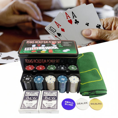 Ultimate Family Night Hold 'EM Up Casino Poker & Card Game Set with Tokens and Mat