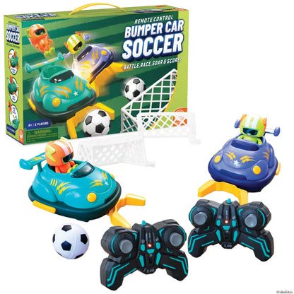 RC Bumper Soccer Car Toy Set | 2.4GHz RC Soccer Cars with Dual Controllers, Goal Nets & Football | Interactive Indoor Game | Gift for Kids Ages 6+