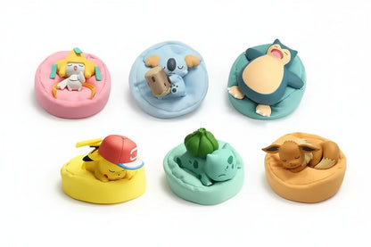 Pokemon Sleeping Figure Set - Set of 6 Collectible Miniatures