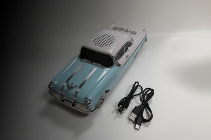 Classic Vintage Wster WS-598 1958 Chevy-Inspired Car Shaped Wireless Bluetooth Speaker 10 Watts| with LED Lights, Retro Design FM Radio, USB, TF Card ()