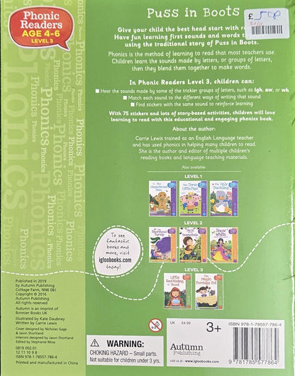 Phonic Readers Age 4-6 Level 3: Puss in Boots By Autumn Publishing