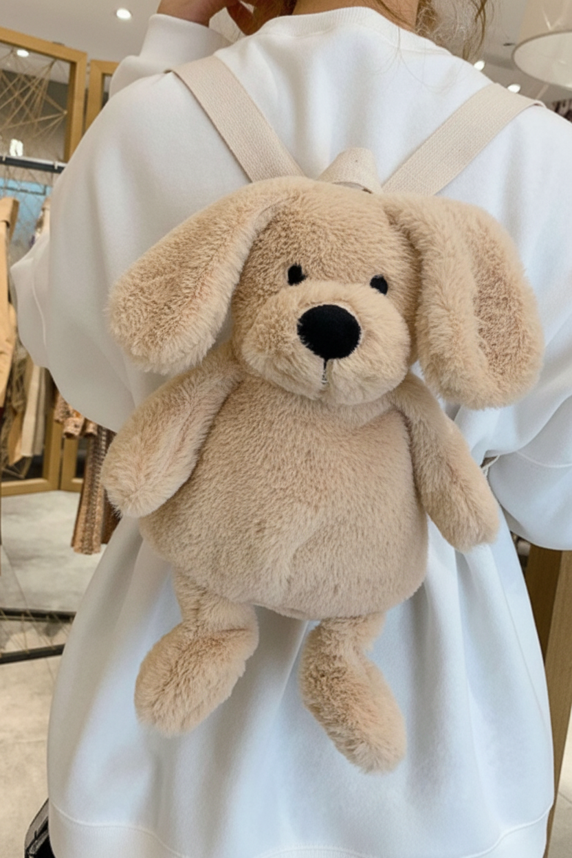 Cute Dog Furry Plush Backpack Bag