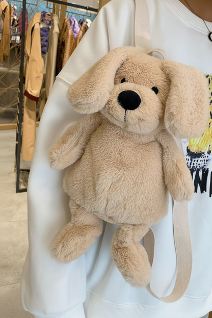 Cute Dog Furry Plush Backpack Bag