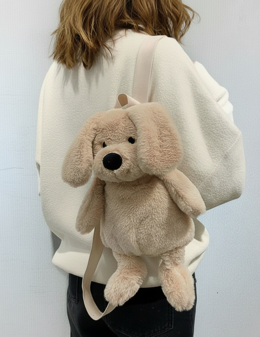 Cute Dog Furry Plush Backpack Bag