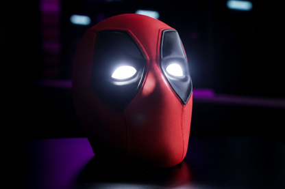 Deadpool 3 Mask Ring Control Light Up Movable Eyes - Wearable Cosplay Collectible Mask