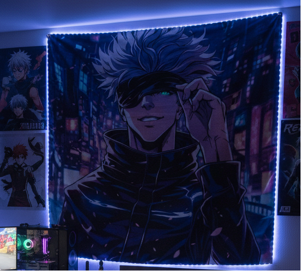 Gojo Satoru Jujutsu Kaisen Anime Wall Tapestry for Home Bedroom Living Room
