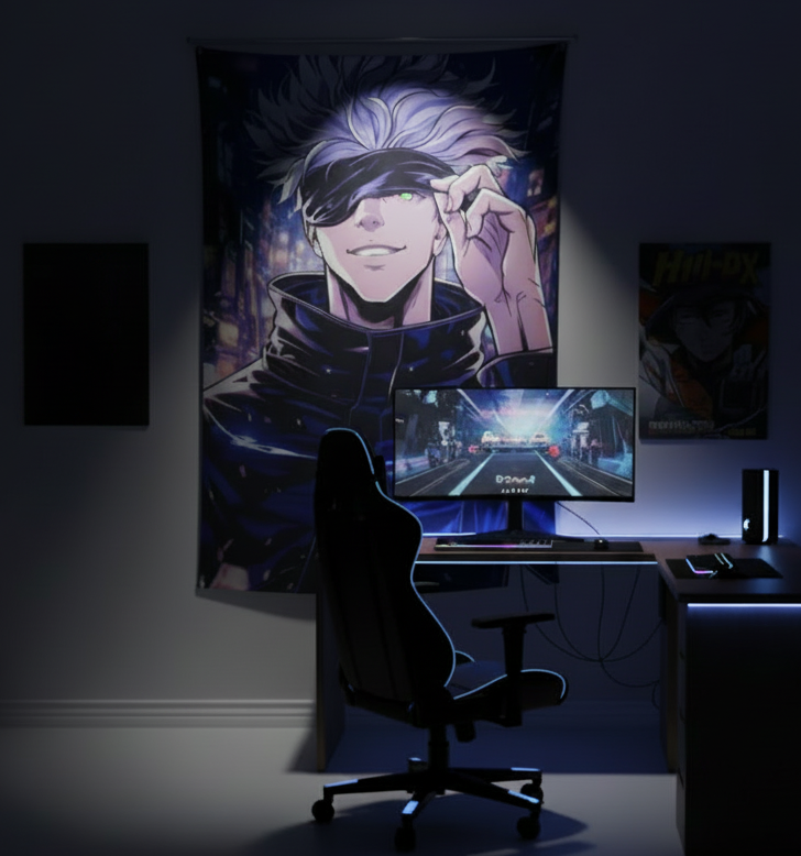 Gojo Satoru Jujutsu Kaisen Anime Wall Tapestry for Home Bedroom Living Room