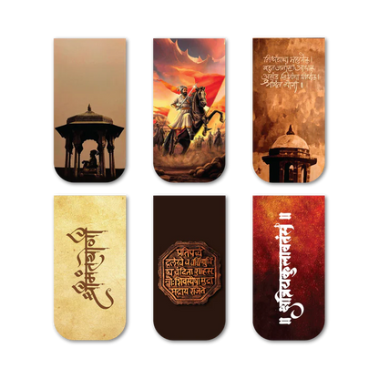 Chhatrapati Shivaji Maharaj Premium Magnetic Bookmark Set (6‑Piece Historical Tribute Collection)