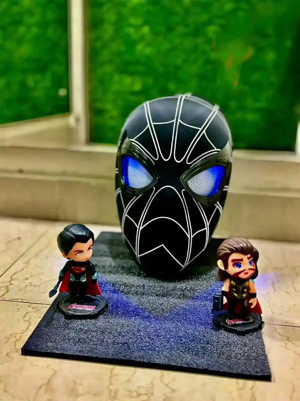 LED Black Spider-Man Mask with Remote Control – Stealth Suit Edition