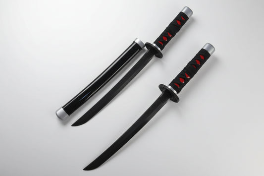 New Demon Slayer Tanjiro Black Wooden Katana 42 cm with stand