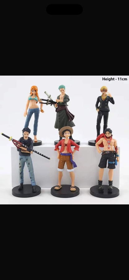 One Piece Anime Figure Set of 6 | Premium PVC Collectible Action Figures | Luffy, Zoro, Nami, Ace, Law & Sanji