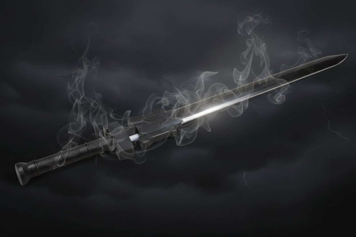 Black Edition Sparkling Katana Lightsaber Sword – LED Light Blade with Real Sparks & Smoke Effect