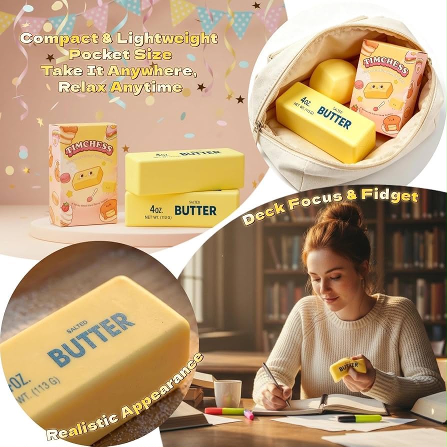 Butter Squishy Toy, Butter-Shaped Slow Rising Squishy Butter Stick for Anxiety Relaxation