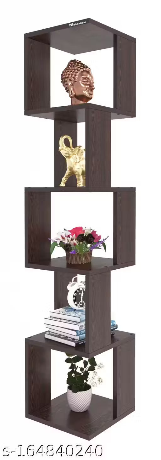 Wood Free Standing Corner Decorative Book Rack Shelf Wenge
