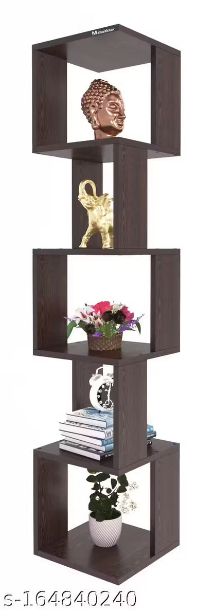 Wood Free Standing Corner Decorative Book Rack Shelf Wenge