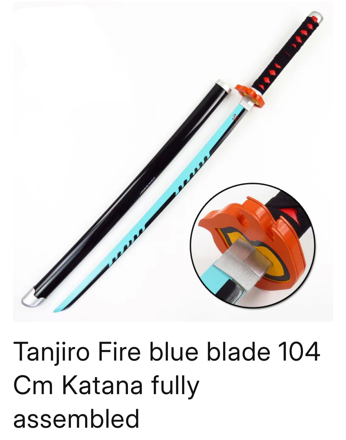 Tanjiro Fire Blue Blade 104 cm Katana Fully Assembled