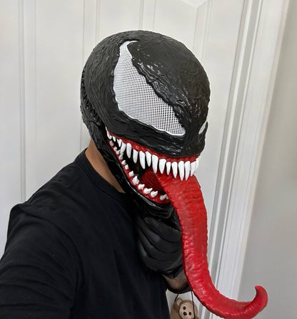 Venom Movie Inspired Mask Cosplaying Helmet with Tongue